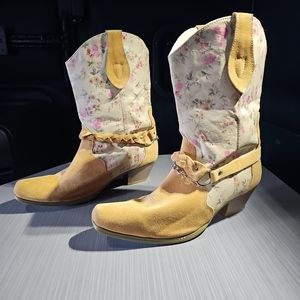 Vintage 90s y2k Santa Fe Floral Cottagecore Boho Western Cowgirl Gypsy Boots 10M